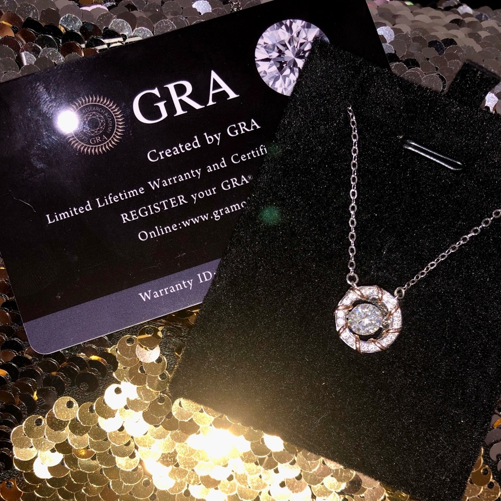 10k two tone gold vermeil dancing diamond stunning pendant 1 carat GRA CERTIFIED